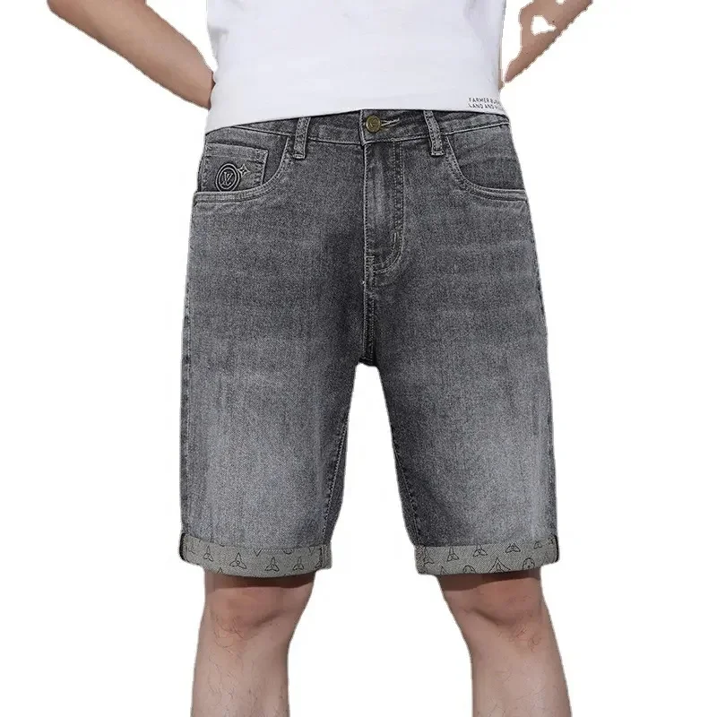 Hot Summer High Quality Jeans breathable Fit Baggy Jeans Short Dark Denim Shorts with Pocket for men