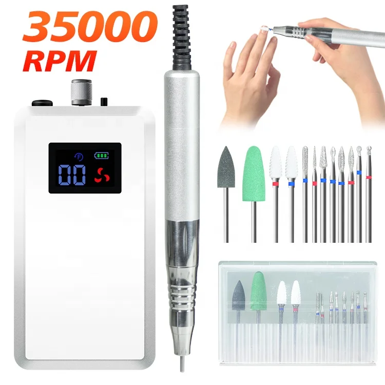 2077 AT-NDB-186 Professional Rechargeable Battery Nail Drill & Polisher 35000RPM Portable Pedicure Machine details