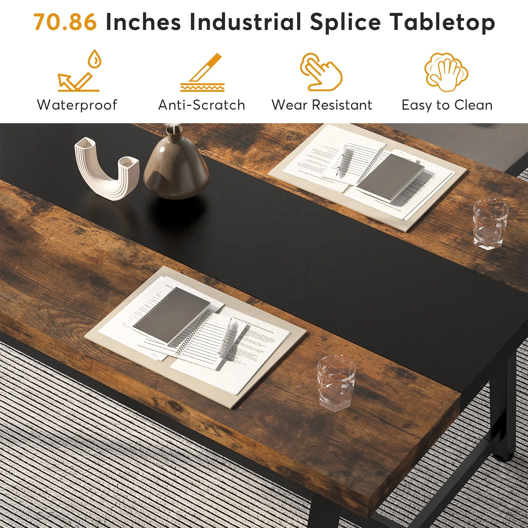 Tribesigns Rectangle Conference Meeting Office Executive Desk Table for Conference Room home furniture