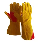 Heat Insulated Oven Barrier Insulation Grill Cooking Welding Cow Split Leather Outdoor Camping Hand Gloves For Elbow
