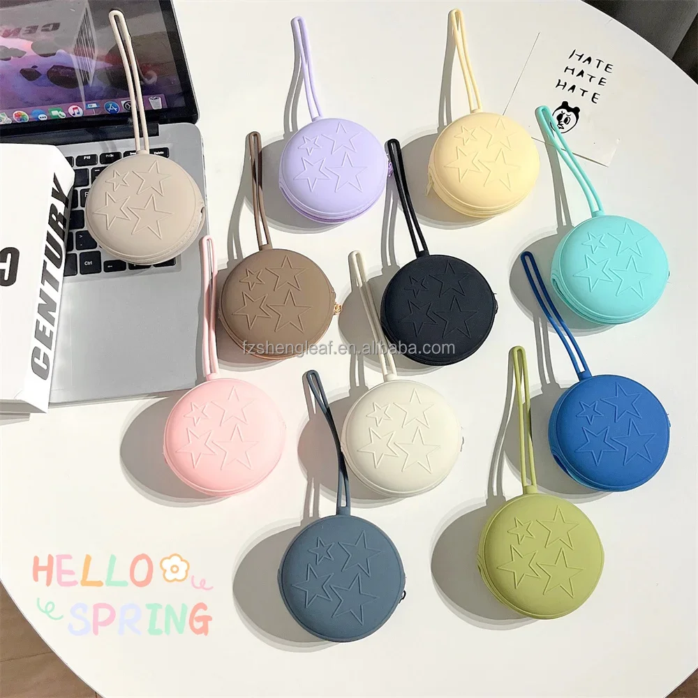 product customized mini pvc coin and earphone pouch unique kawaii silicone key purse wallet for ladies kids women with zipper closure-1