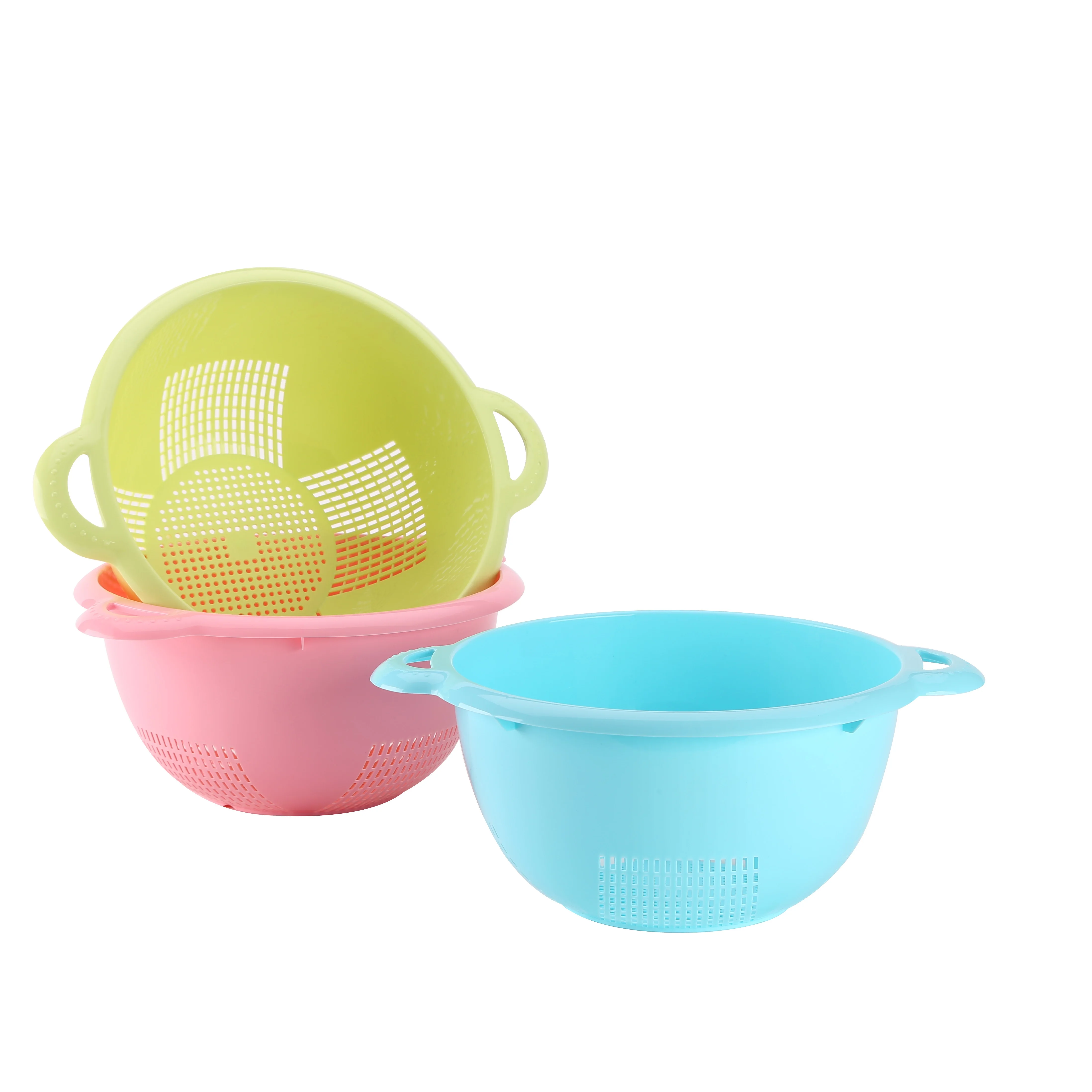 Multi Color Plastic Strainer Colander with 2 Handles Plastic Sieve Basket