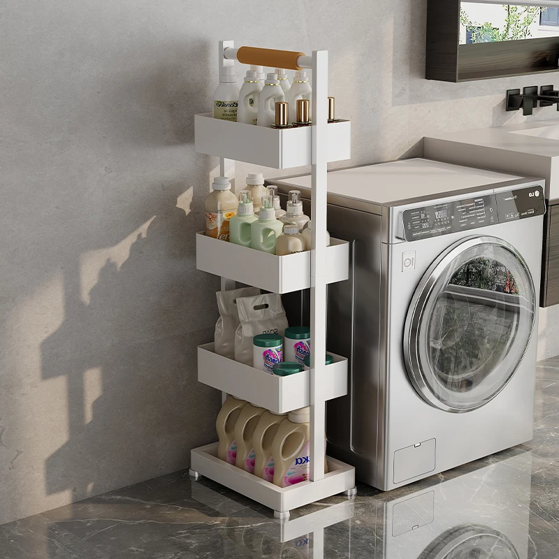 4 tier free standing bathroom storage racks multifunction metal kitchen organizer shelf corner sundries baskets for narrow space