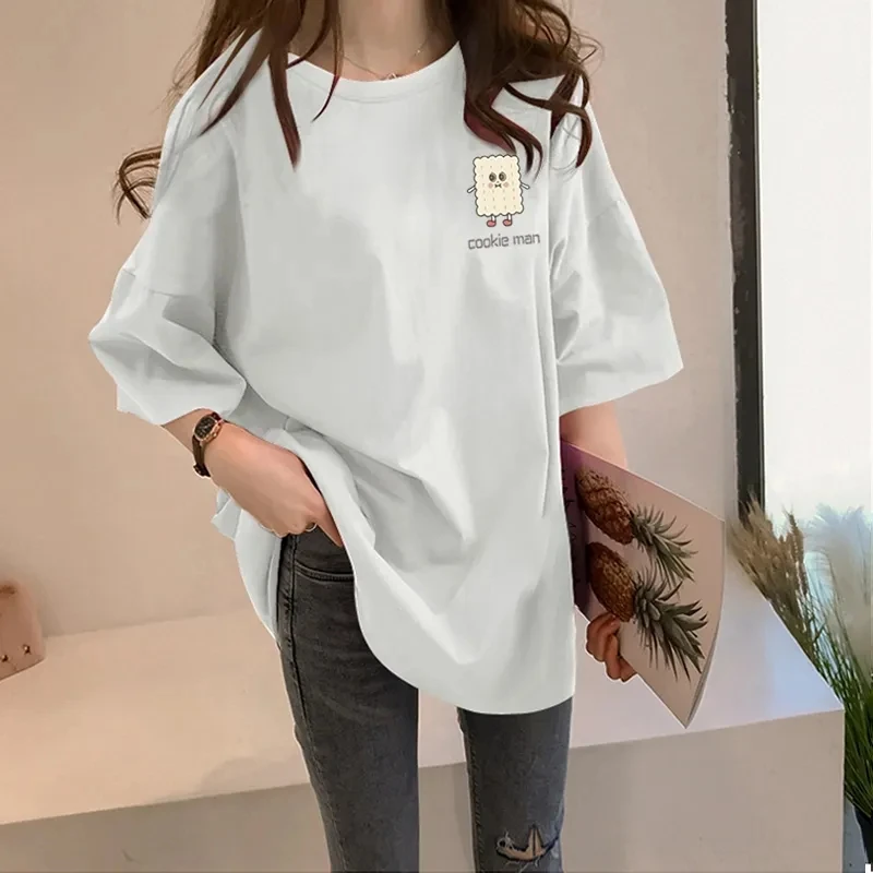 summer plus size women's t-shirts casual Letter cotton short-sleeve women's oversized t-shirts top