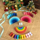 Toy Hot Sale BPA Free Rainbow Building Blocks Baby Silicone Rainbow Teether Stacking Sensory Toy Stacker Set