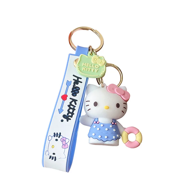 Hot sales 8 colors Custom Llaveros Cartoon 3D Cute Anime Hello kitty Cartoon Car accessories Rubber key chains