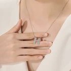 Necklace Amazon Hot Sale Fashion Jewelry 18k Gold Baguettes Diamond Letter H Pendant Necklace For Woman