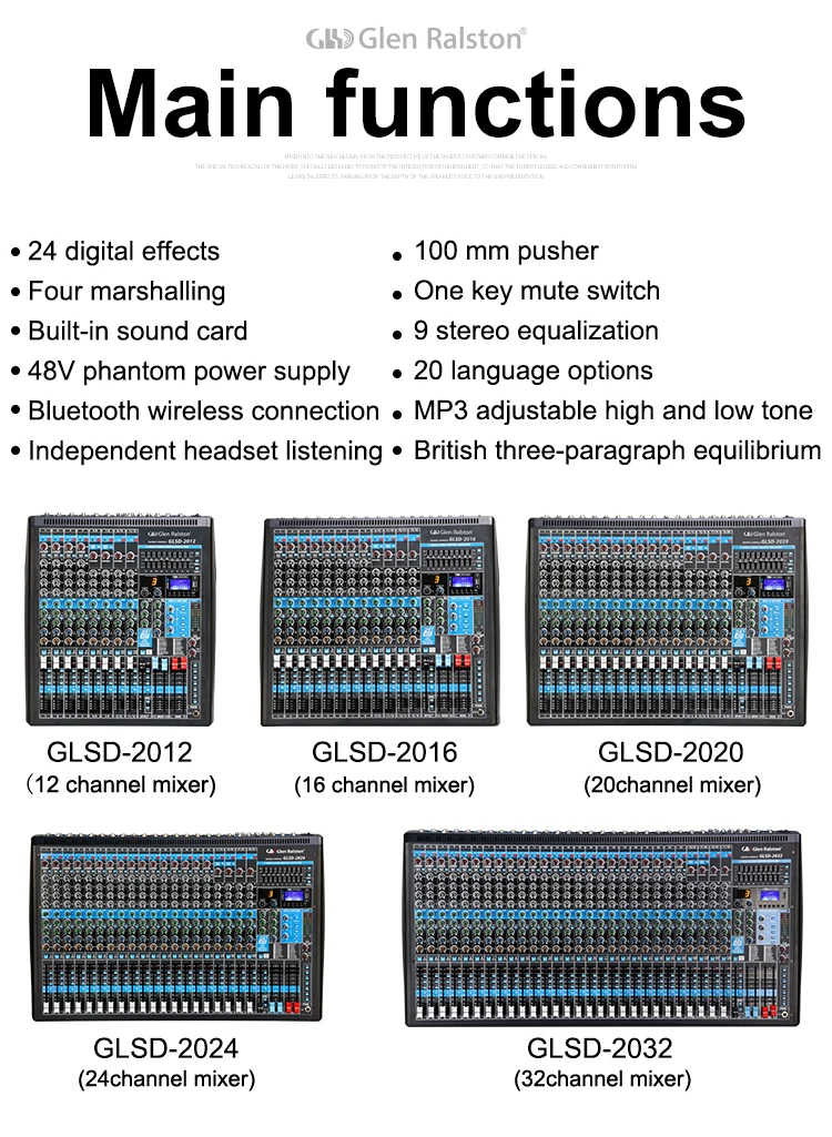 Glen Ralston 2020 Newest Analog Audio Mixer Mixing Console