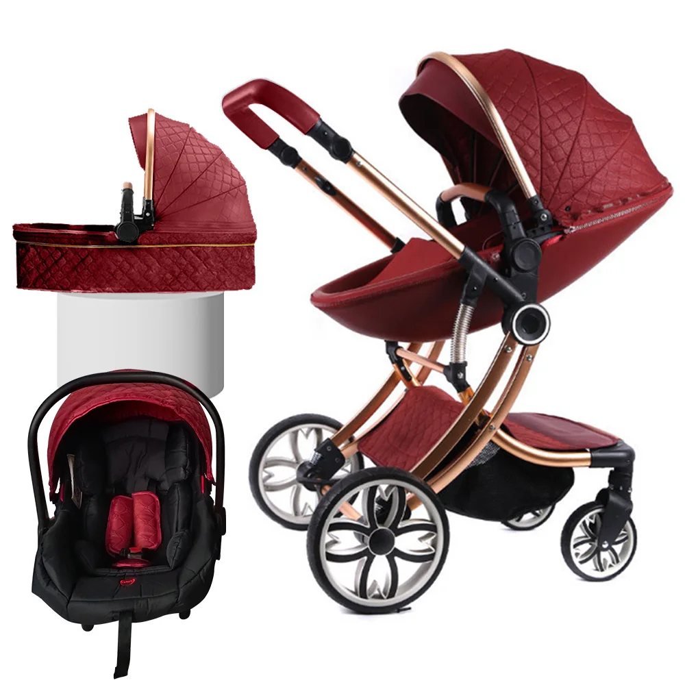 Coches Para Bebes. EN1888 Stroller Baby 3 In 1 Pushchair Luxury Foldable Baby Stroller Pram 3 In 1 With Car Seat