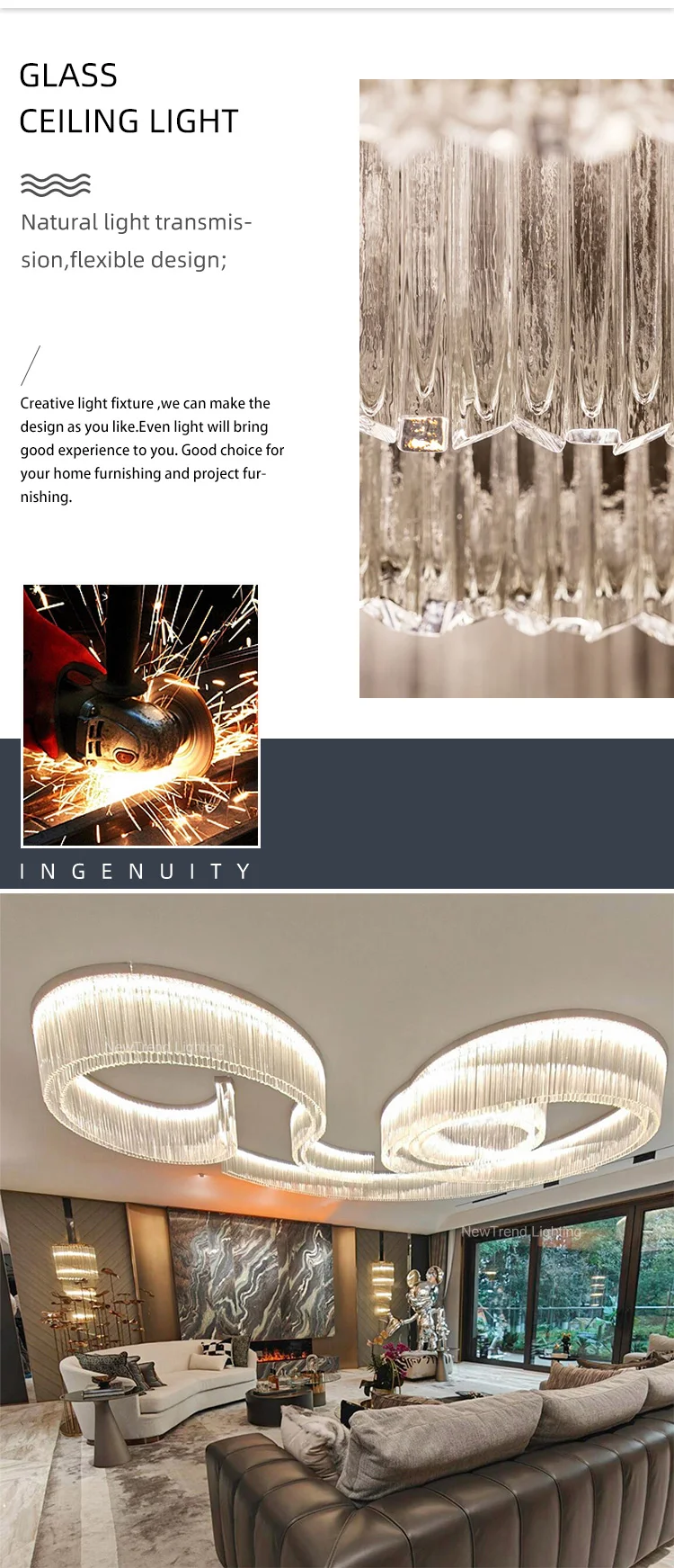 cpl 383 bespoke lighting luxury indoor decoration hall hotel lobby banquet glass ceiling led ring chandelier-1