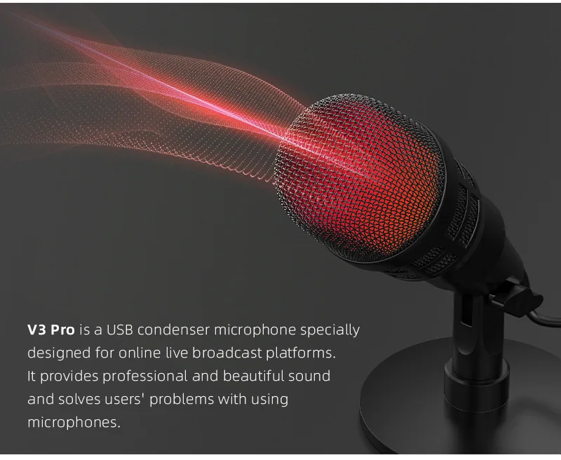 computer live broadcast noise reduction recording e-sports RGB capacitor USB microphone cross-border pure English