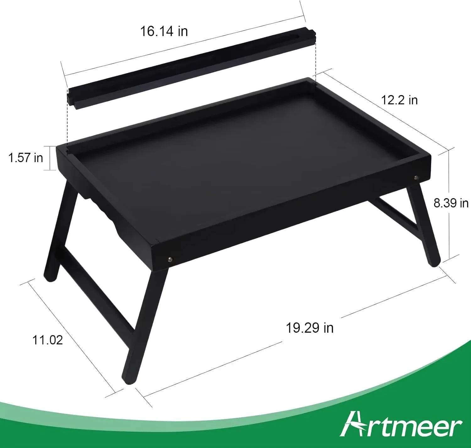 product bed tray table with handles folding legs bamboo breakfast food tray with media slot use as kitchen sofa serving-6