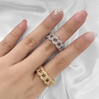 Ring Rings Diamond Rings Hip Hop Cuban Link Chain Ring 18K Gold Plated Rings Diamond Jewelry