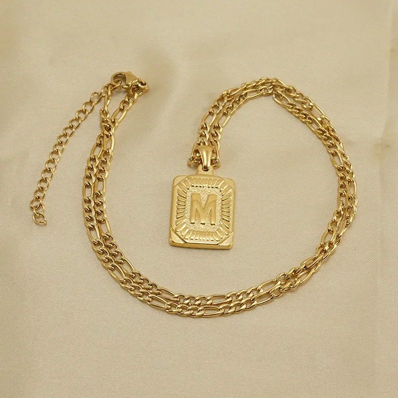 Hip Hop Jewelry 18K Gold Plated Stainless Steel Pendant 26 Letter Necklace Trendy Casual Jewelry Gift 4