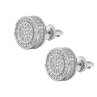 Cz Earrings Stud Hongyu E006 CZ Earrings Men Brass Setting Zircon Stud Earrings Hip Hop Bling Blilng Iced Out