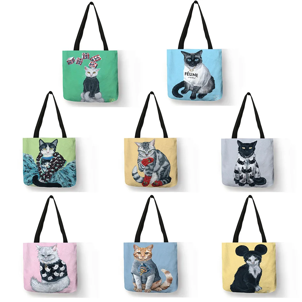 bolsa de la compra bolso de hombro con diseño de perros y gatos MoGist Bolso de playa para mujer Style6 