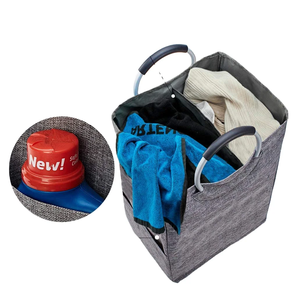 new design double laundry hamper foldable cloth storage basket