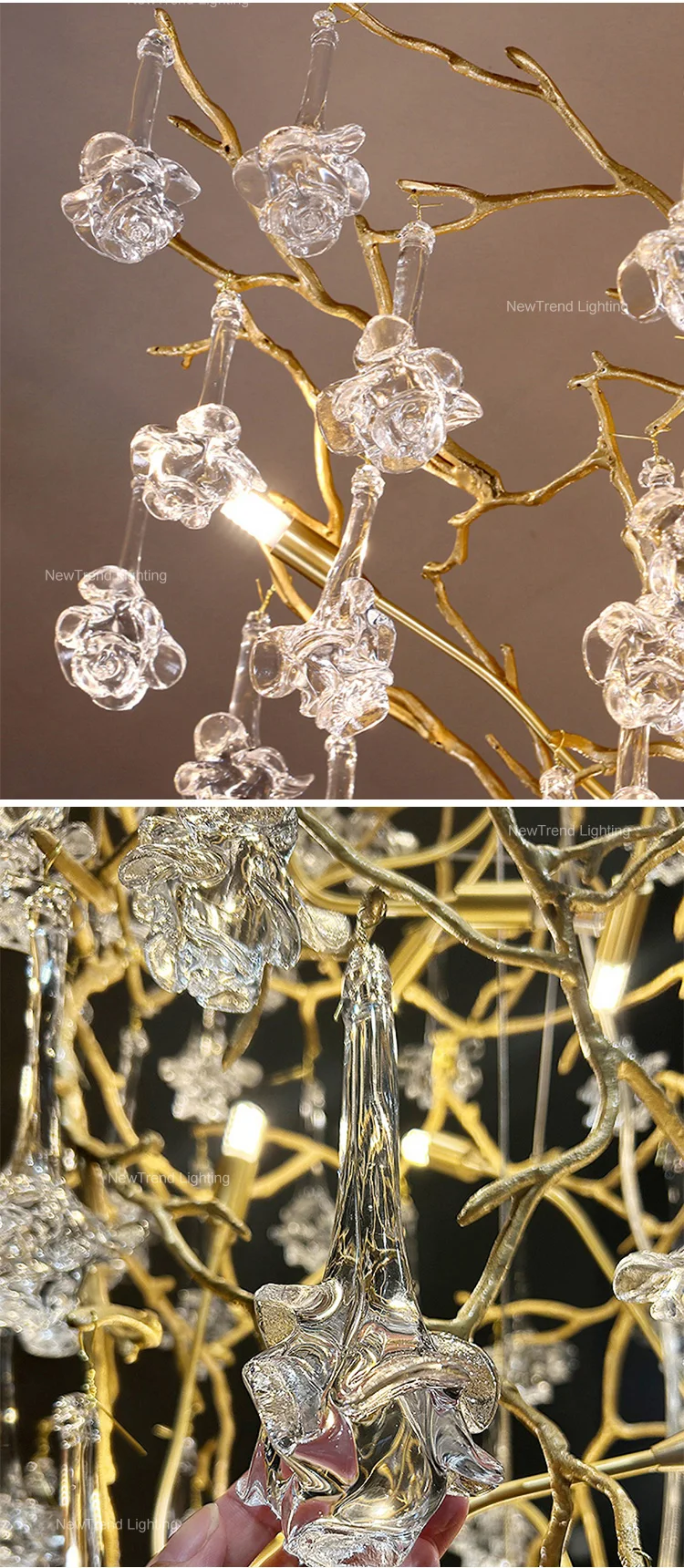 CPL-181 Modern Design Indoor Decoration Lighting Hall Hotel Lobby Custom Copper Custom Glass LED Chandelier Lamp manufacture