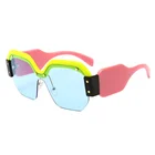 Girl Sunglasses Sunglasses Designer Girl Semi Rimless Sun Glasses Women Trendy Candy Color Designer Sunglasses