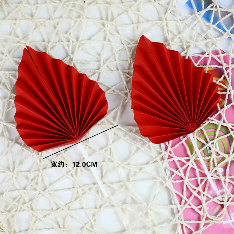 Wholesale 2pcs set leaf cake topper floral cupcake topper colorful happy birthday paper decorations for party baking supplies