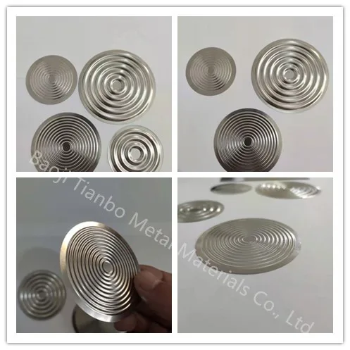 tantalum hot sale corrugated metal diaphragm titanium SS 316L HC-276 HB for diaphragm pressure baoji tianbo metal company