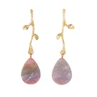 Earrings Geometric Wooden Acrylic Round Leaf Resin Earrings Jewelry