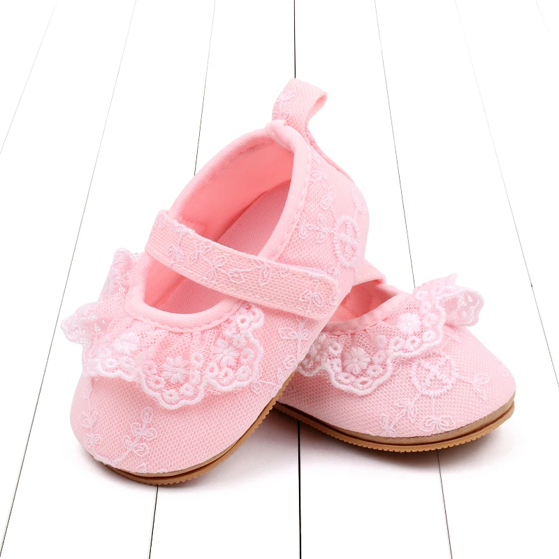 Spring and Autumn Solid Color Lace Lace Soft Soled Non-slip Baby Princess Shoes for Girls manufacture