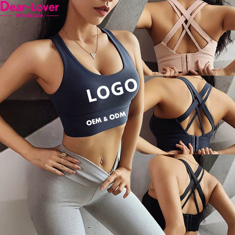 Dear-Lover OEM ODM Custom Logo Private Label Wholesale High Quality Women Fitness Yoga Tops Sport Bra Top Fitness