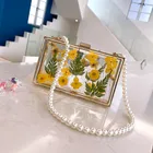 Clutch Fashion Pearls Lustre Long Clutch Bag Acrylic Wedding Bridal Party Clutch Purse Ladies Messenger Evening Bags