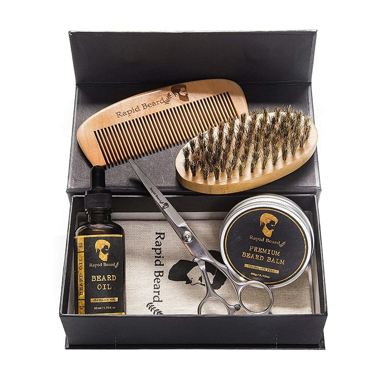men beard wax oil comb and brush grooming kit beard care set