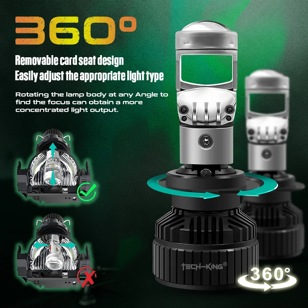 High Power Led Projector Mini Lens H7 H11 9005 9006 HB3 HB4 H4 Mini Led Lens Auto Lighting Systems 100W Car LED Headlight