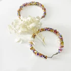 Silver Hoop Earrings European And American Fashion Pink Romantic Sequins Big Silver Hoop Earrings For Women