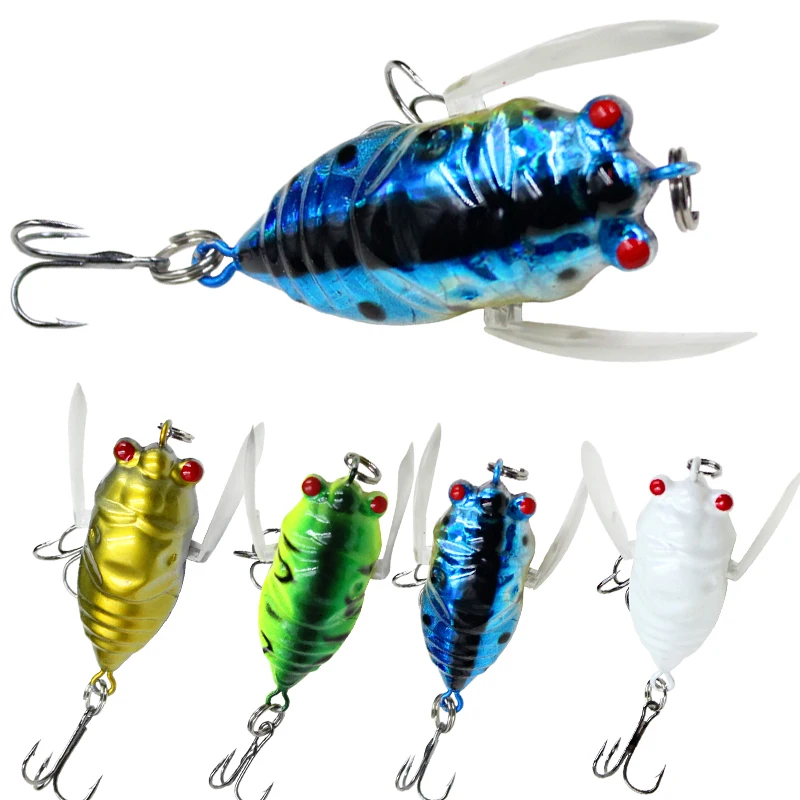 1pcs Cicada Bass Insect Fishing Lures 4cm Crank Bait Floating Tackle SALE 