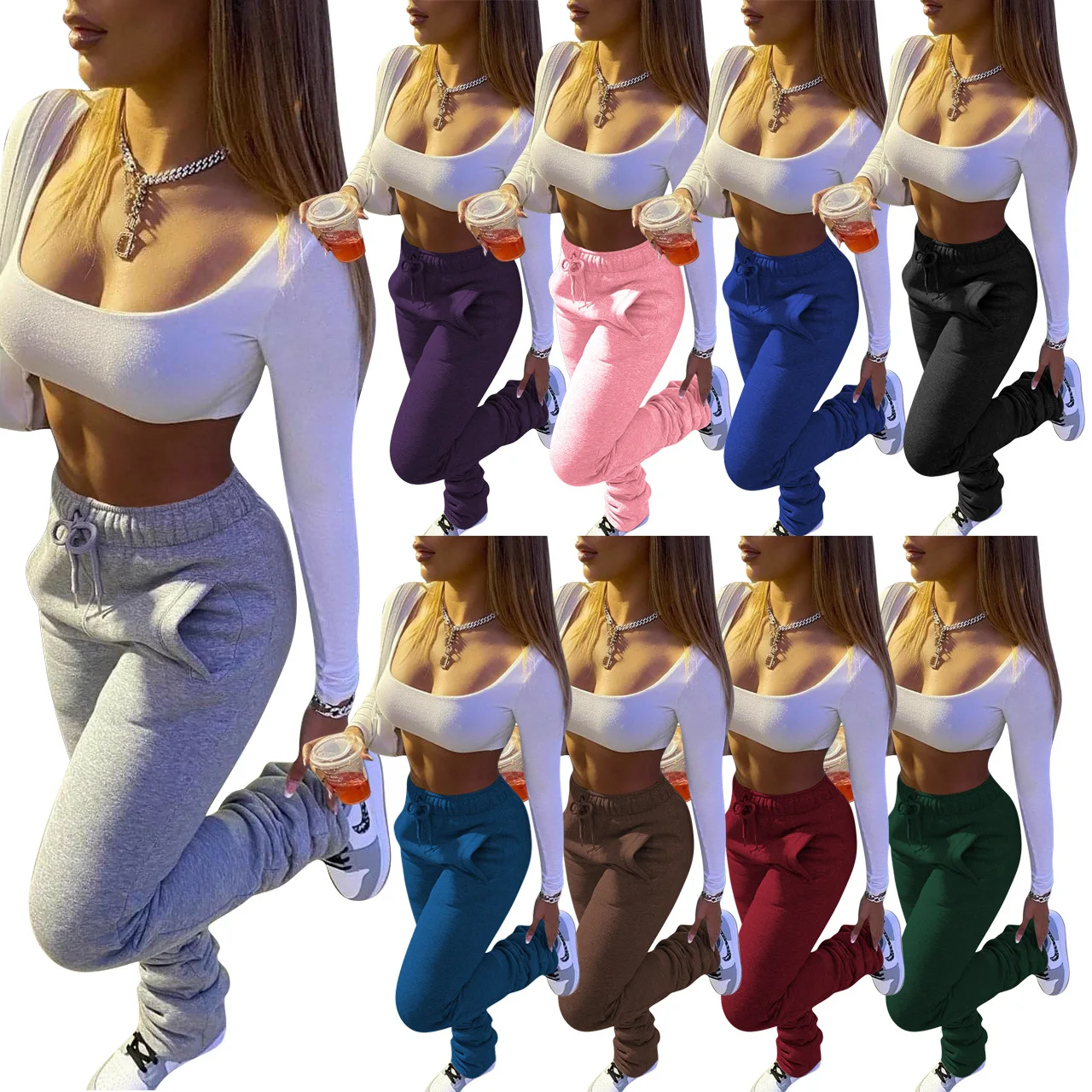 2021 Spring Fall Clothing Solid Color 