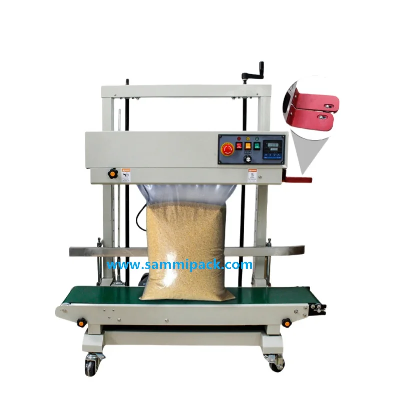 FRD-1200V Macchina elettrica semiautomatica di sigillamento termico per sigillamento continuo verticale di sacchetti di plastica per bevande sacchetti legno 3