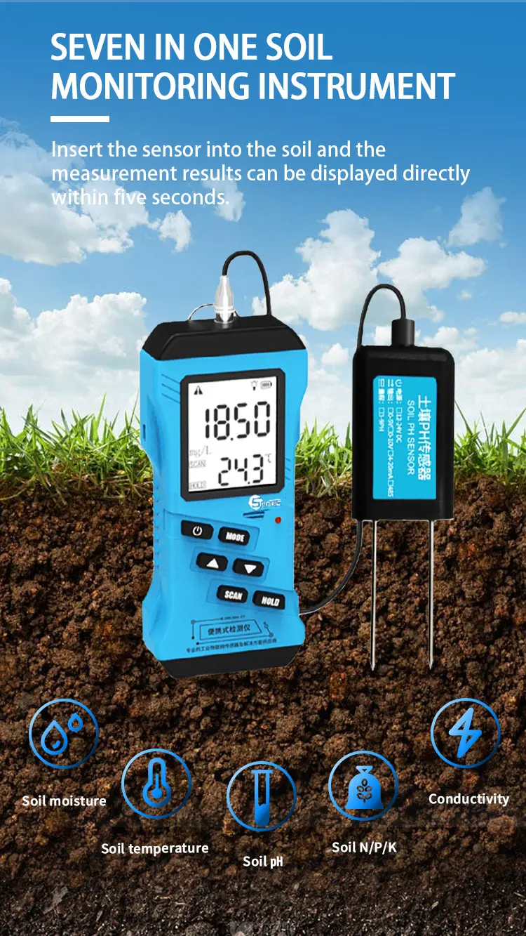 Soil Npk Sensor Soil Temperature Moisture Ph Electrical Conductivity