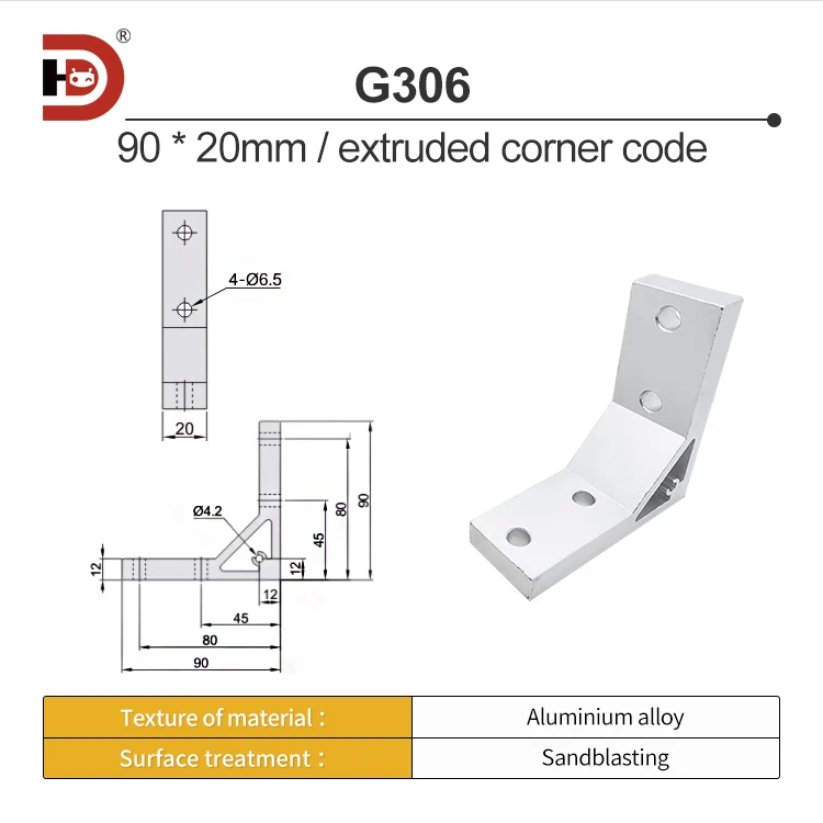 Aluminum Profile Corner Code Fixing Accessories, Connecting Brackets, Profile Corner Pieces, 4040 Extruded Corner Code Fasteners details
