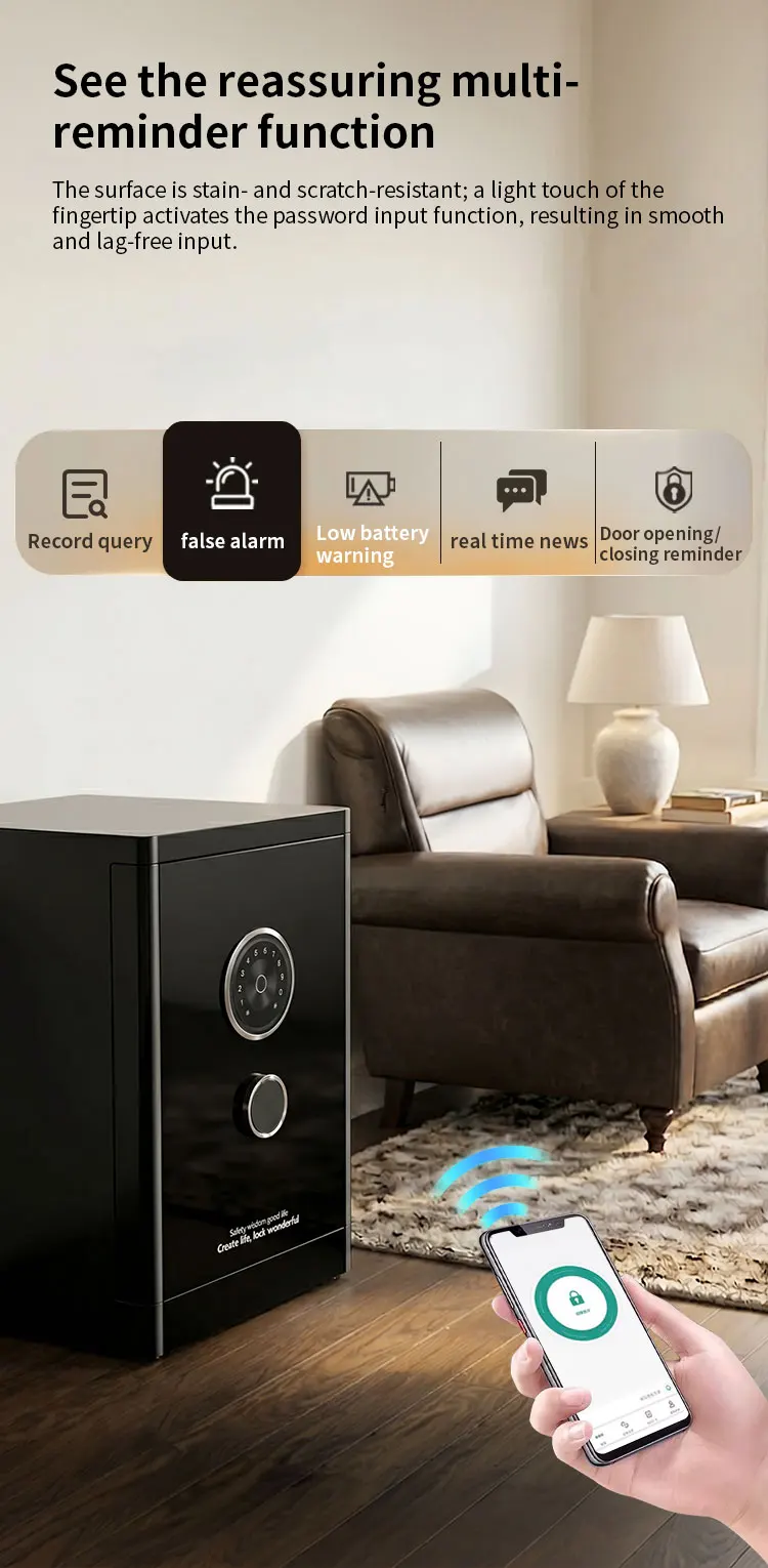 product ceqsafe money home hotel smart face recognition digital code safe for tuya app wifi electronic safe box-8
