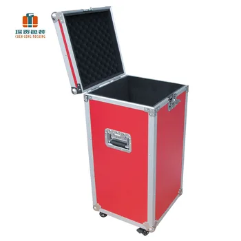 Red Large Capacity Aluminum Alloy Cable Road Flight Case With Universal Wheels braking