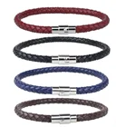 Silver Bracelet Wholesale 5Mm Silver Clasp Braided Real Leather Bracelet For Men