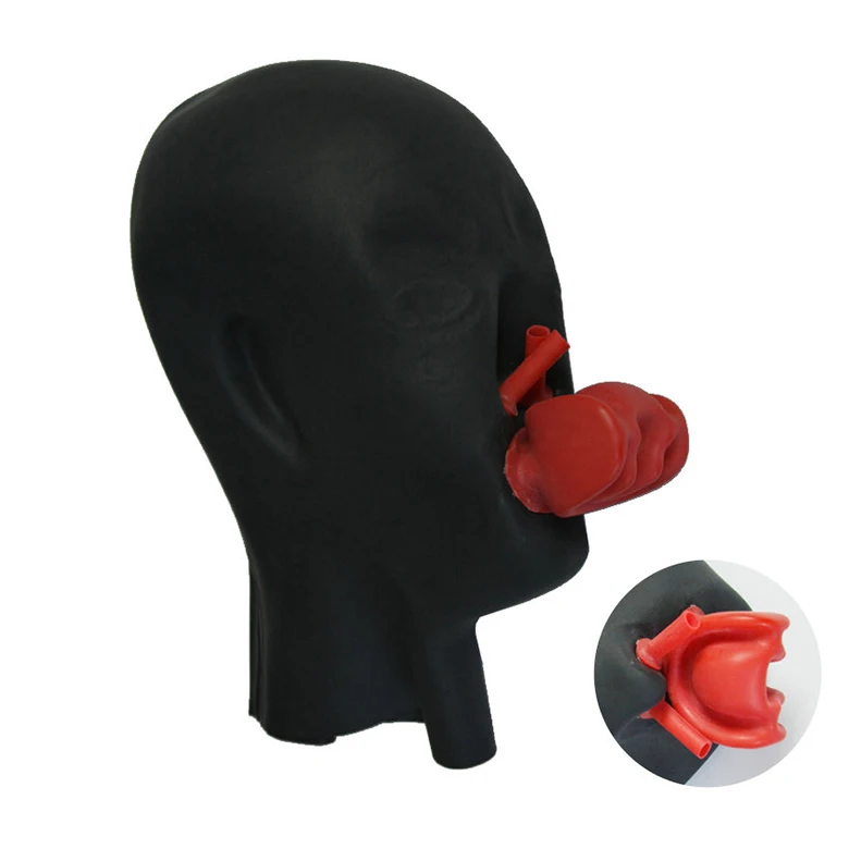 group Train Self-respect 3d Latex Human Headgear With Red Mouth Set Tongue Nose Tube Sex Toys Hood  Latex Head Mask Bdsm Fetish Bondage - Buy Latex Bondage Sex Toys For Men  Latex Latex Head Mask