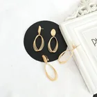 Earrings Metal Earrings Ins Style Exaggerated Matte Gold Earrings Hollow European And American Metal Twisted Simple Earrings