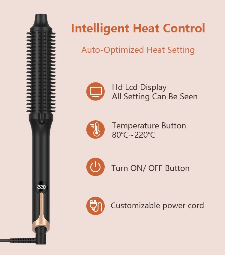 MESKY New Product Thermal Brush with LCD PTC Fast Heater 38mm Barrel Electric Hair Curling Brush details