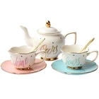 Handle Cup Cup Royal Style Luxury Golden Handle Wave Edge Ceramic Coffee Tea Cup With Saucer