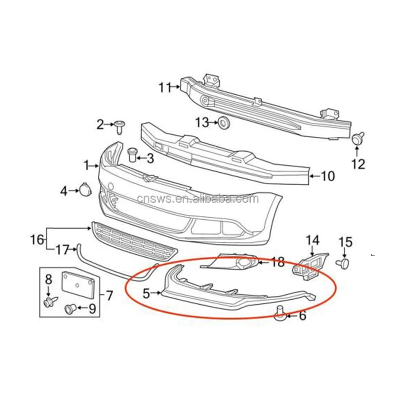 produit auto pare-chocs avant arrière spoiler inférieur cantonnière déflecteur d'air tablier panneau pour jetta vw volkswagen 2015 2017 oem 16d805903 5c6805-36