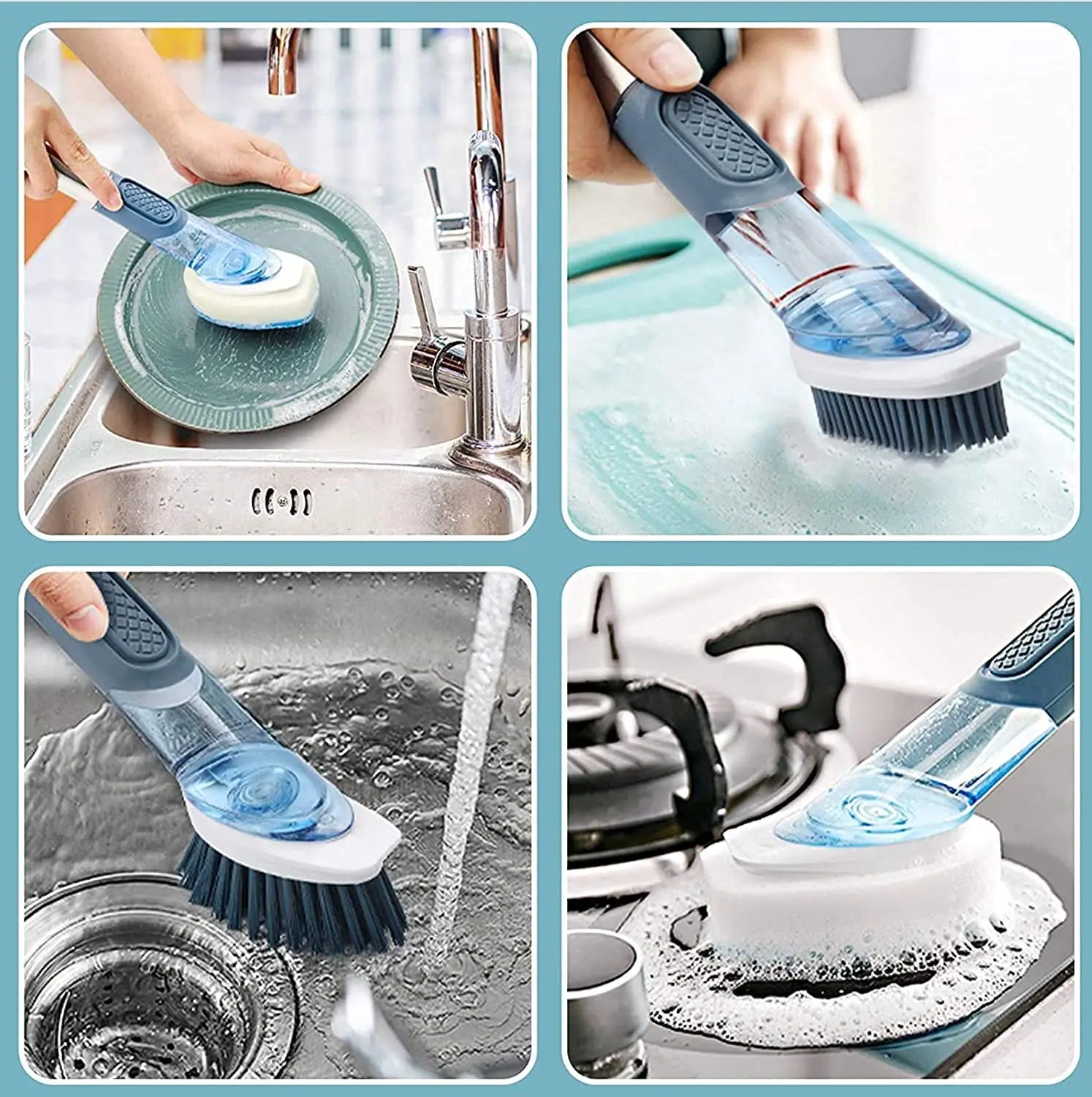 Multifunctional Handheld Dish Brush With Soap Dispenser Kitchen