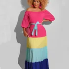 Long 2021 Spring And Summer New Style Women's Long Skirts Sexy Patchwork Colorful Long Dress