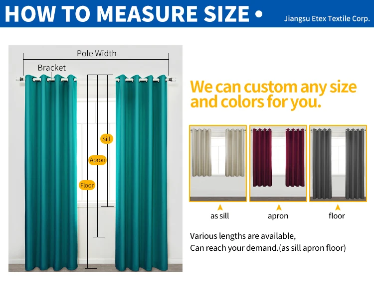 Wholesale custom logo ready made 100% blackout luxury window curtains for bedroom