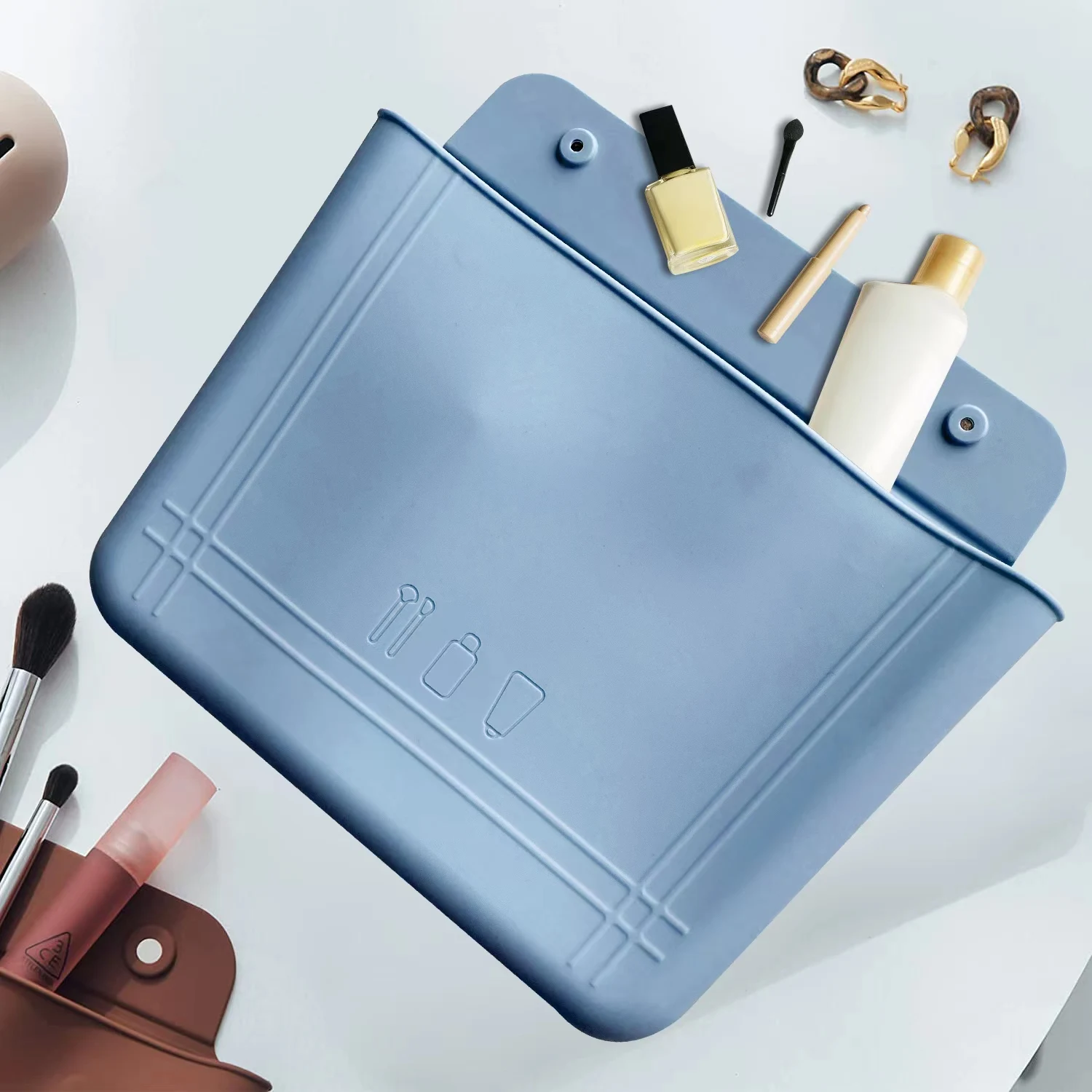 Cosmetic Silicone Makeup Bag Travel Toiletry Bag Easy Carry Makeup Beauty Tool Organizer Bag Large Capacity Waterproof Portable