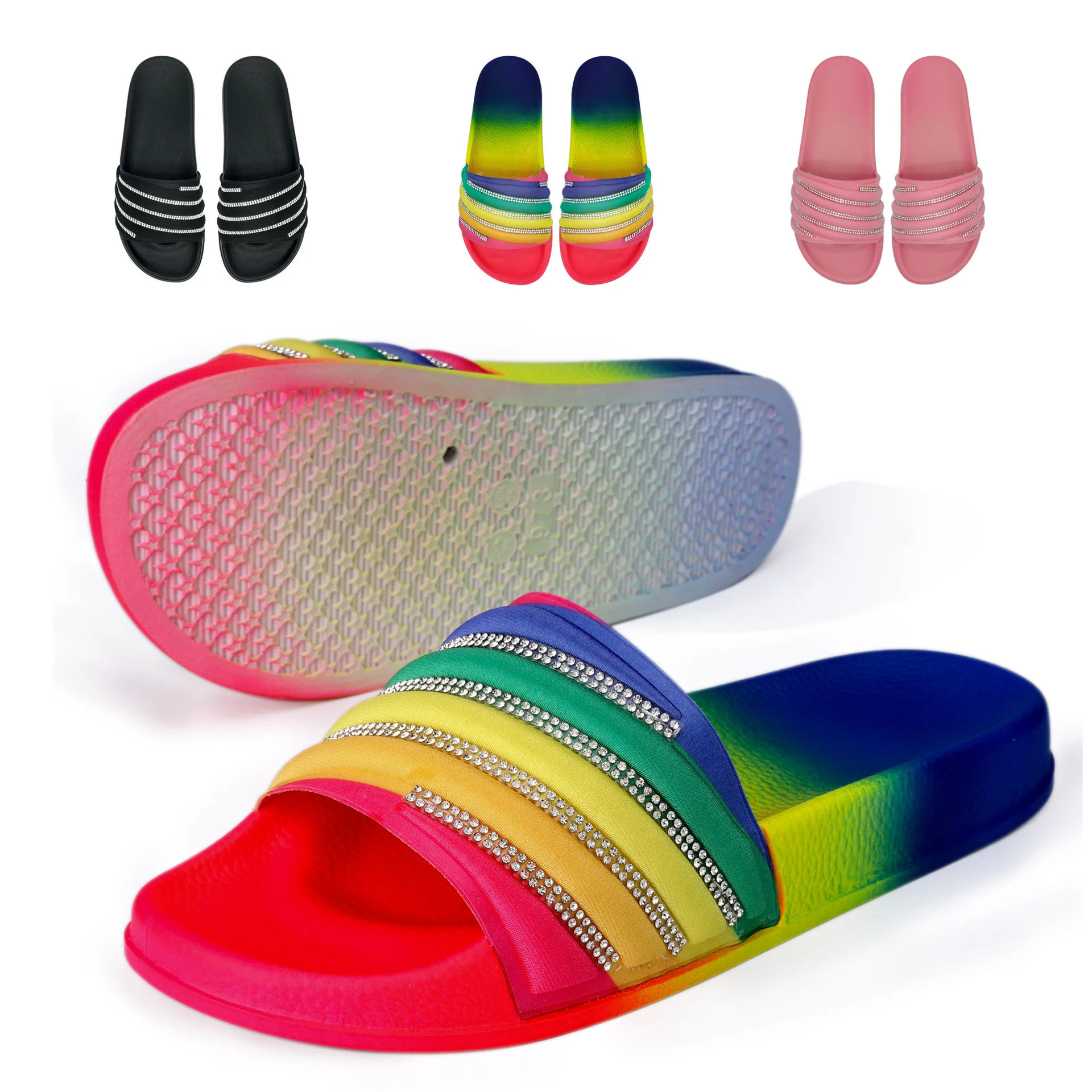 rainbow slide slippers